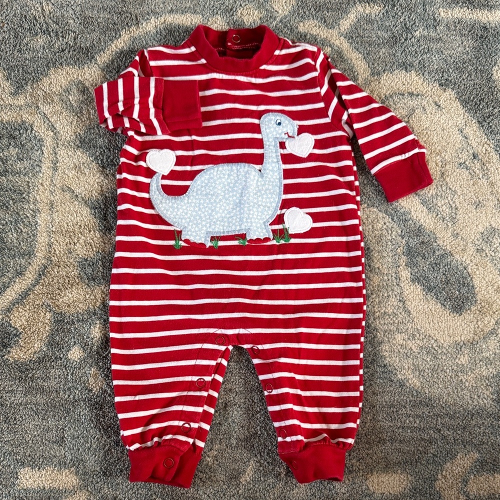 Striped Red Dinosaur Kids Footie